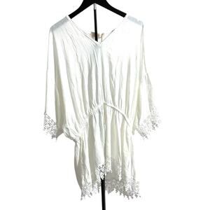 NWT Beautiful Tory Burch Swim Cover Up Tunic Dress - Large - Ivory - 3/4 Sleeve